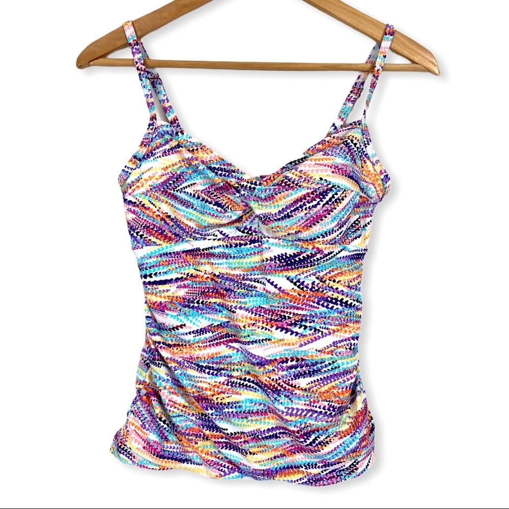 Croft & Barrow Twist Top Tankini Multicolor Hearts Size 6